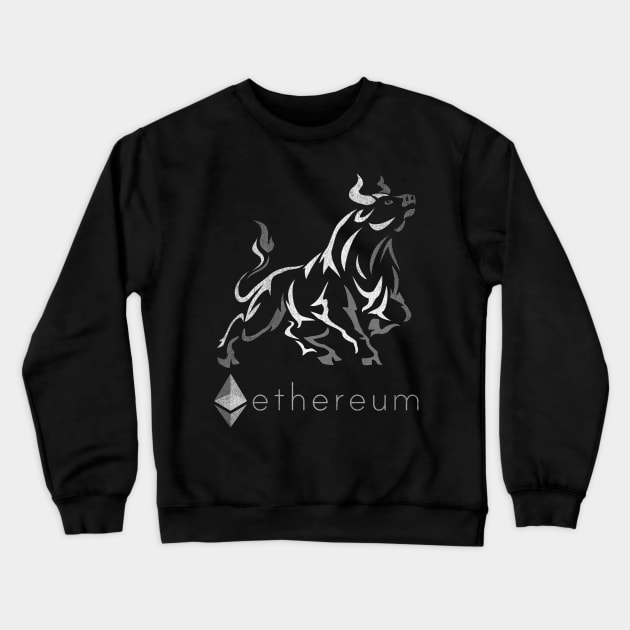 Vintage Bull Market Ethereum Coin Crypto Token Cryptocurrency Wallet Ethereum HODL Birthday Gift For Men Women Kids Crewneck Sweatshirt by Thingking About